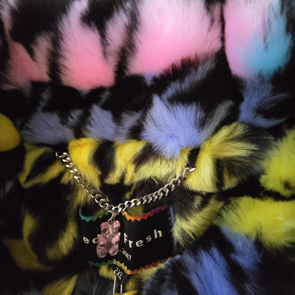 Brand new w/ tags, Teddy Fresh plush houndstooth coat, women's 2XL, satin lined - Picture 3 of 4